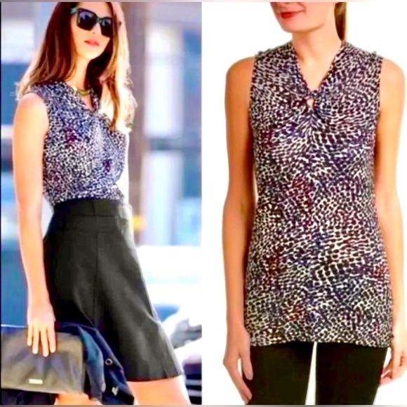 Cabi Osaka Nights Bowie Twist Neck Sleeveless Top V Neck Animal Print Women’s M - Picture 1 of 13